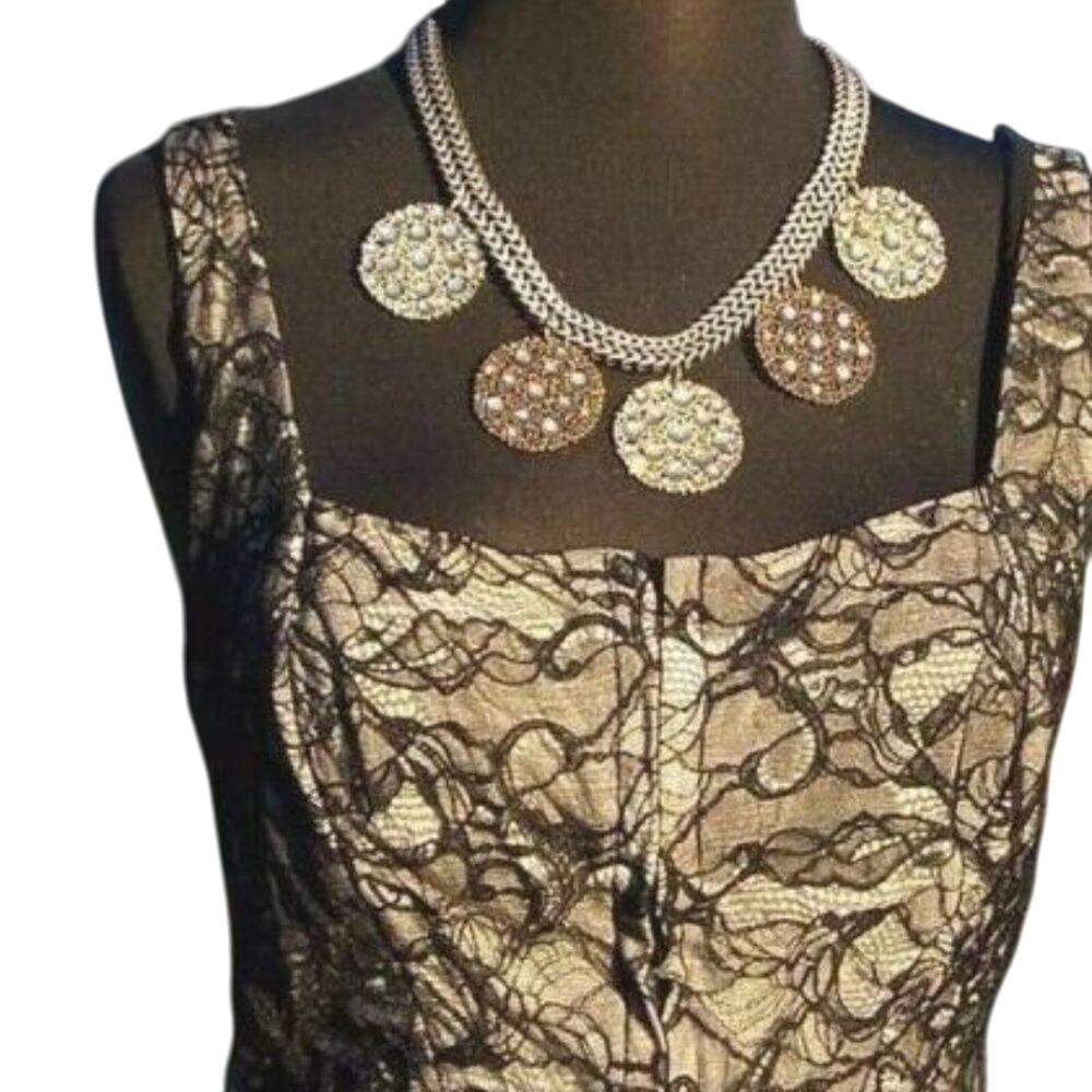 Cache Black Peek A Boo Lace Over White Mesh Bustier Lace Up Top New NWT $128